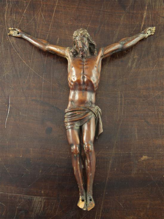An 18th / 19th century Continental carved fruitwood Corpus Christi, 11in.